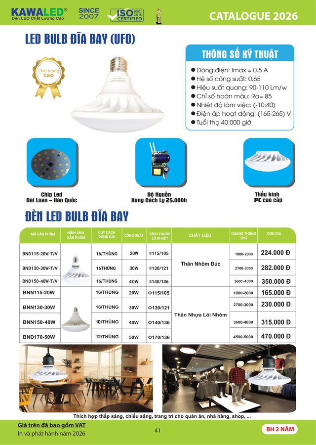 ĐÈN LED BULB ĐĨA BAY