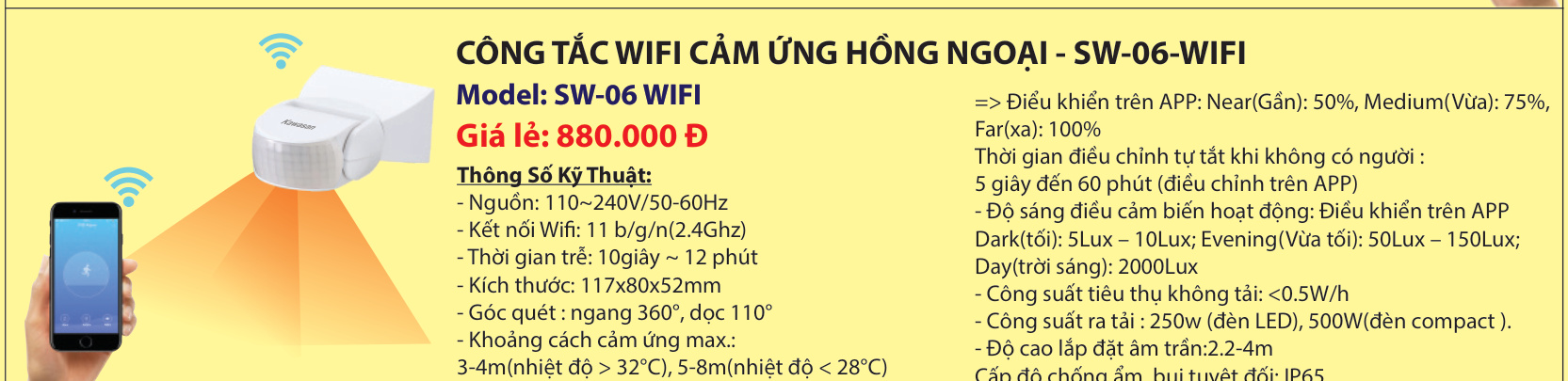 CÔNG TẮC WIFI CẢM ỨNG HỒNG NGOẠI ÂM TRẦN (SW-06-WIFI)